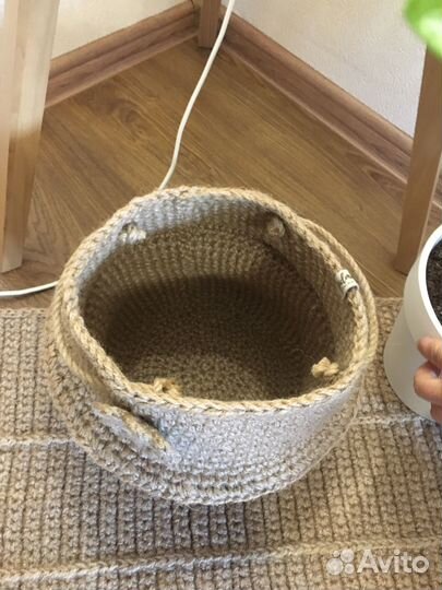 Корзина кашпо из джута