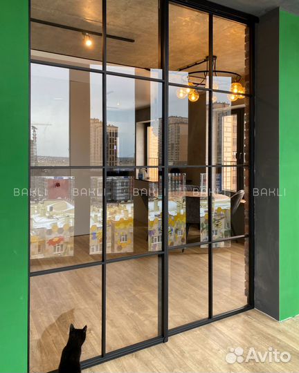 Раздвижная межкомнатная лофт перегородка