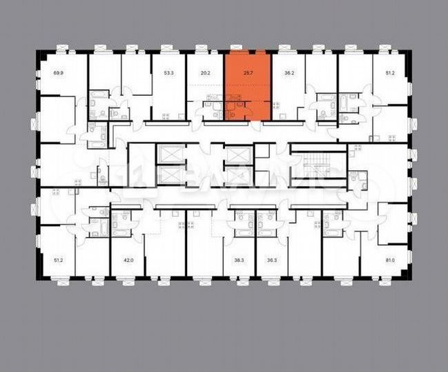 Квартира-студия, 25,7 м², 25/33 эт.