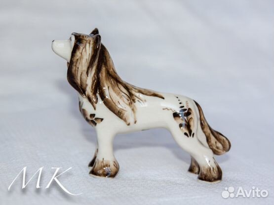 Китайская хохлатая собака статуэтка фарфор гжель