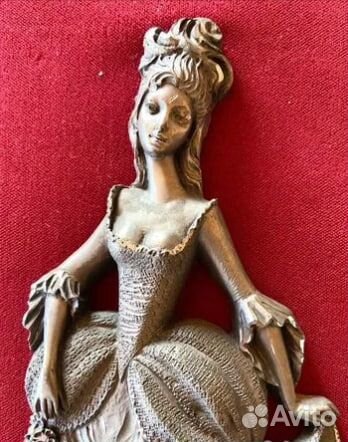 Картина барельеф Леди олово бархат винтаж Франция