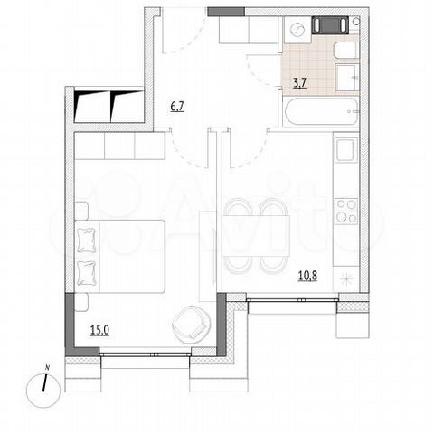 1-к. апартаменты, 36,2 м², 5/7 эт.