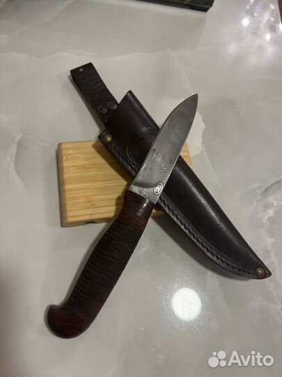 Хороший Охотничий нож Черный Дамаск