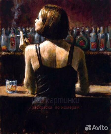 Картина по номерам 40x50 Дама с сигаретой у барной