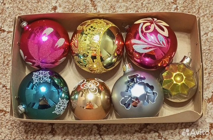 Елочные игрушки.СССР. Набор шаров в родной коробке