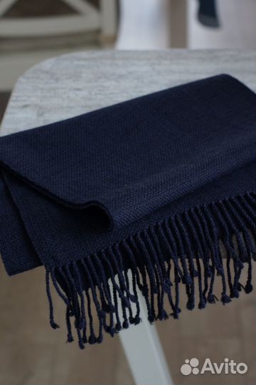 Шарф мужской домотканый синий черный шерсть