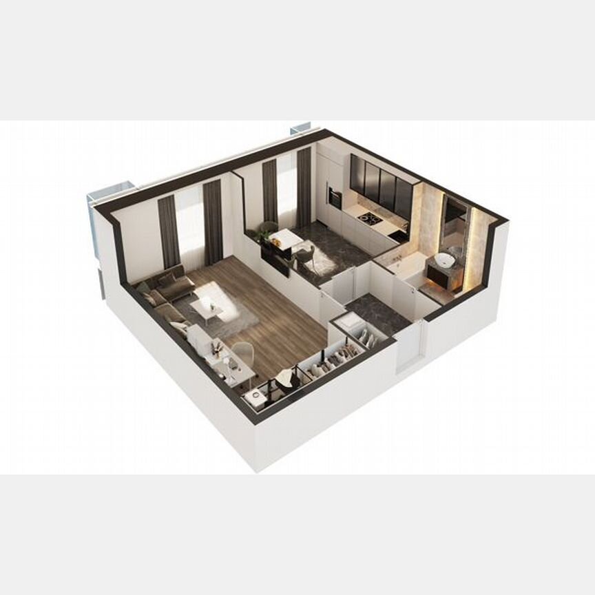 1-к. апартаменты, 44 м², 29/30 эт.