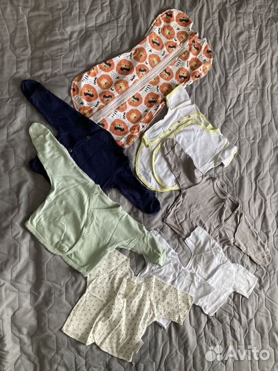 Кокон для сна и детские распашонки, 56-62 размеры