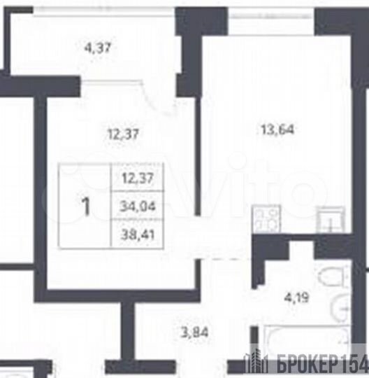 1-к. квартира, 34 м², 3/21 эт.