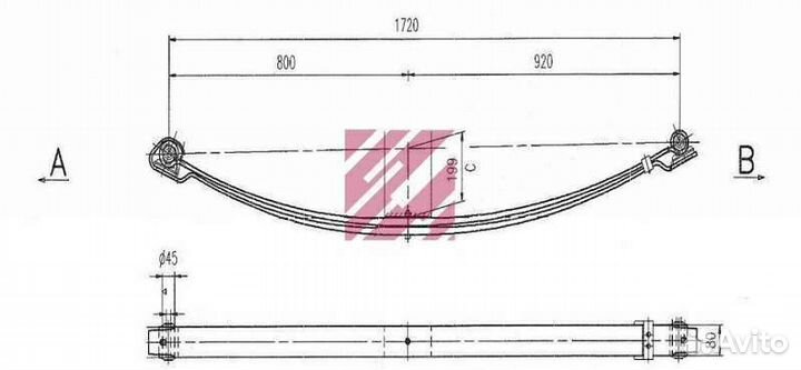 Рессора передняя Mercedes 814 2-х листовая