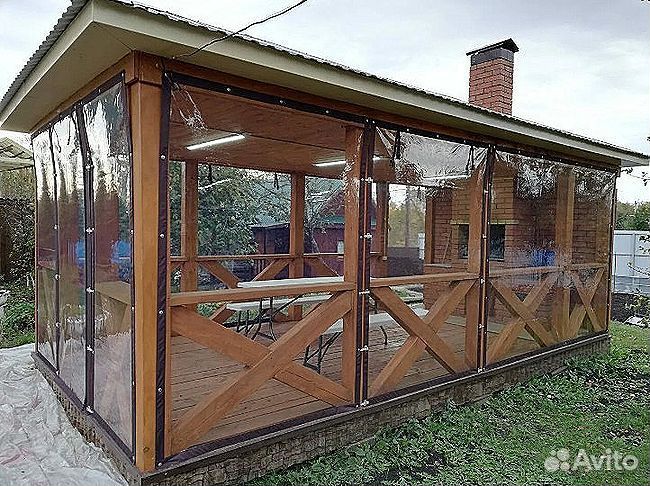 Мягкие окна для террасы, веранды беседки, под ключ