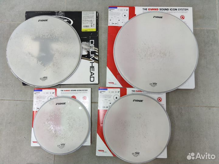 4 пластика для барабанов 10,12,14,16