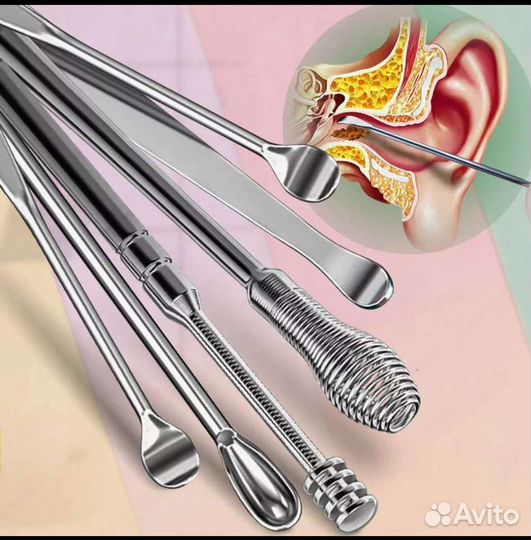 Набор ушных палочек из нержавеющей стали