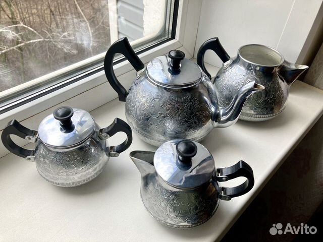 Чайно-кофейный металлический сервиз 50 лет СССР