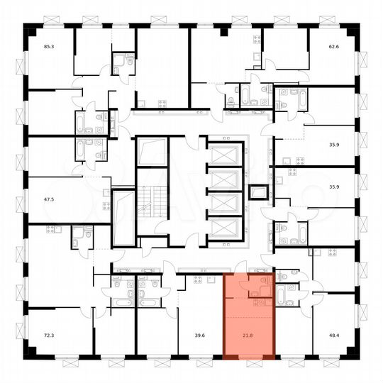 Квартира-студия, 21,8 м², 32/33 эт.