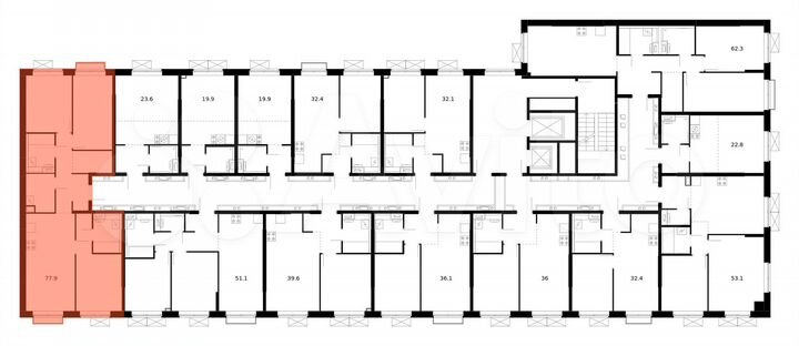 3-к. квартира, 77,9 м², 4/9 эт.
