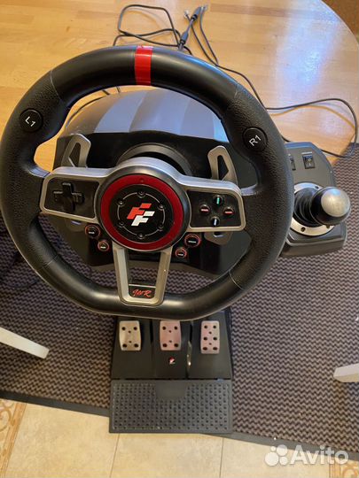 Игровой руль с коробкой передач и педалями для пк