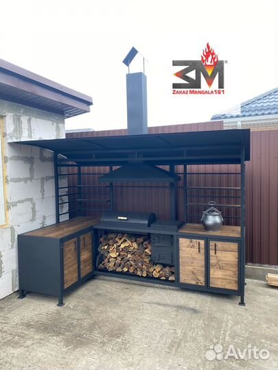 Мангал в стиле loft. Беседка-мангал с крышей