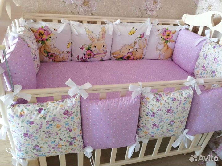 Бортики в кроватку для девочки