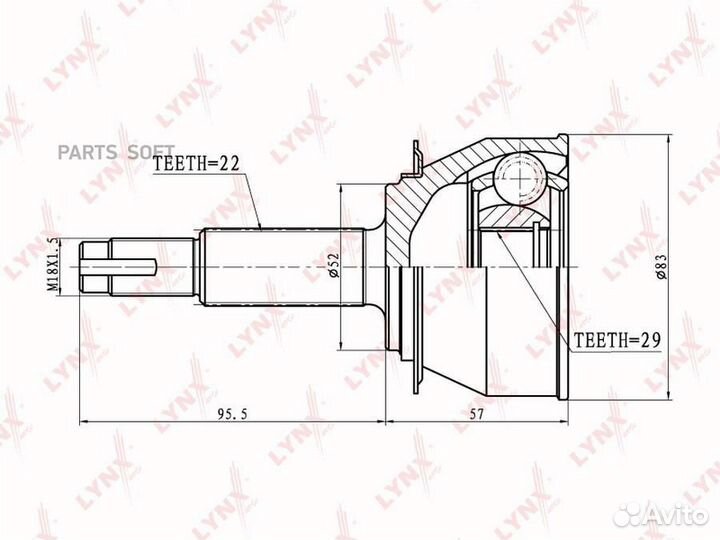 Lynxauto CO1803 шрус наружный перед прав/лев