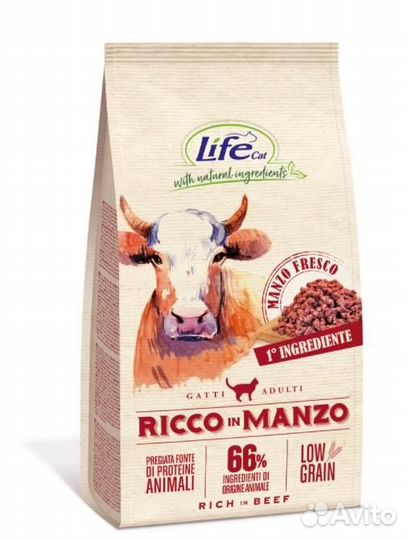 16167 Корм Lifecat Adult Rich in beef low grain 1