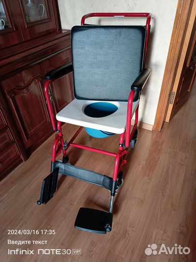 Кресло-туалет инвалидная на колесах, для взрослых