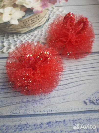 Заколки для девочек из фатина с ушками