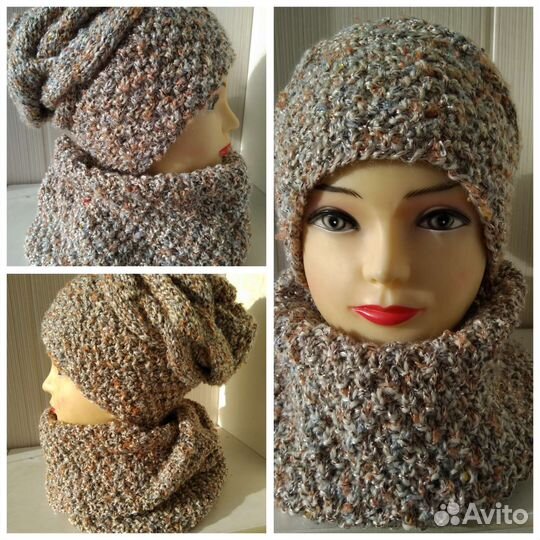 Вязаные комплекты ручной работы Шапка+