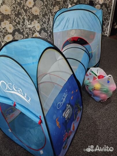 Детская игровая палатка с тоннелем и шариками