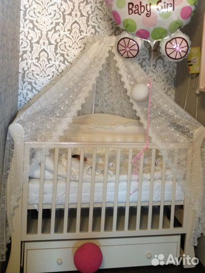 Детская кровать 120*60 с матрасом и бельём