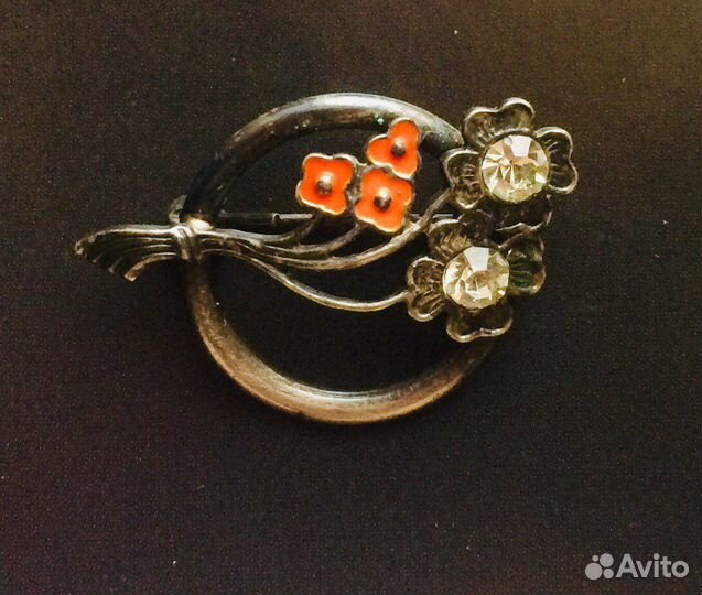 Винтажная брошь Букет эмаль