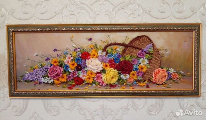 Картины вышитые лентами