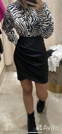 Кожаная юбка золотой песок