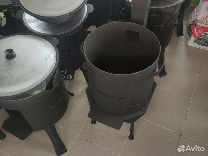 Печь под казан 3мм с большой трубой под тягу