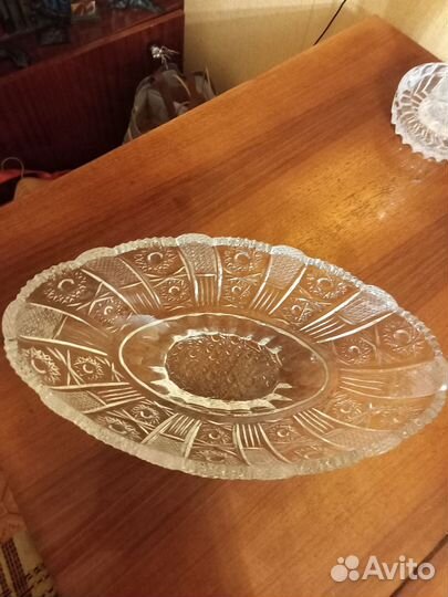 Большая хрустальная ваза СССР для фруктов