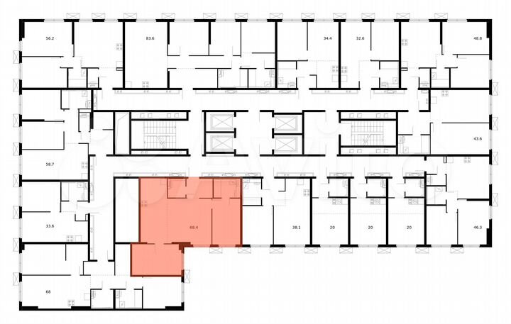 3-к. квартира, 68,4 м², 8/33 эт.