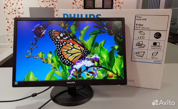 Современный монитор philips 223V5L c VGA