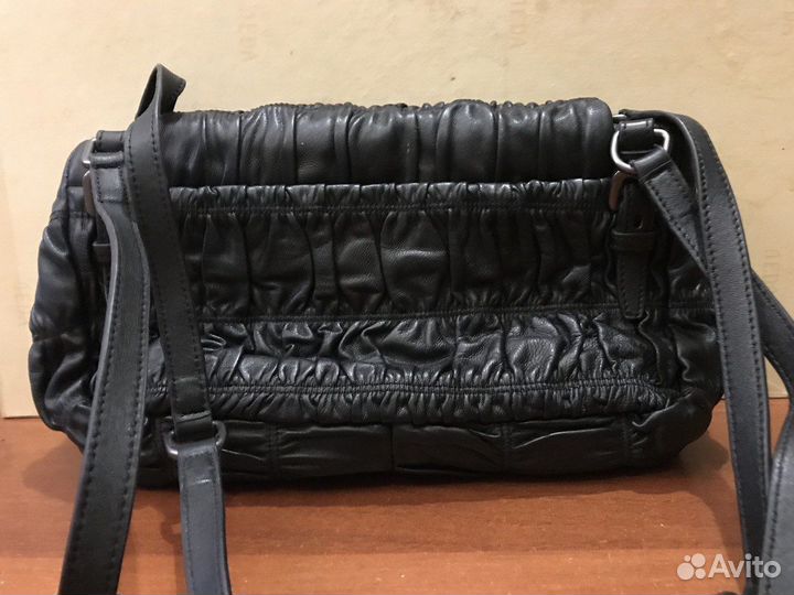 Сумка из мягкой кожи черная 34 см х 21 см