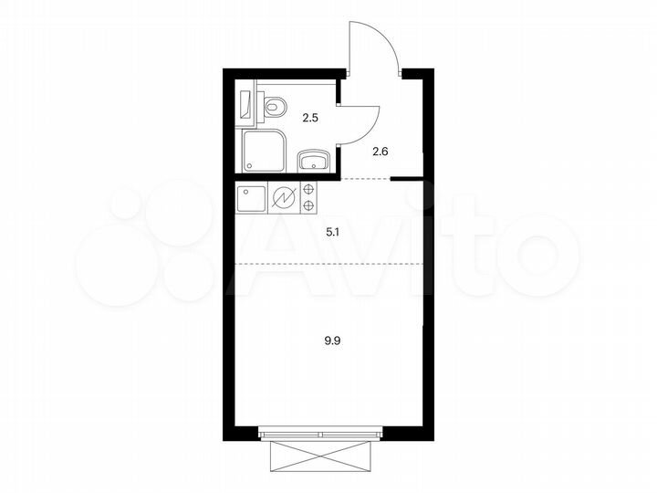 Квартира-студия, 20,1 м², 17/19 эт.