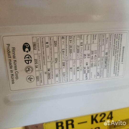 Газовый котел двухконтурный Rinnai 206 GMF