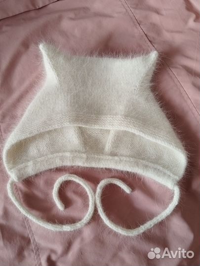 Чепчик с ушками детский из пуха норки