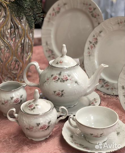 Сервиз столовый серая роза