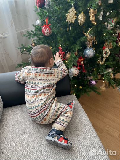 Вязаный комбинезон новогодний 80