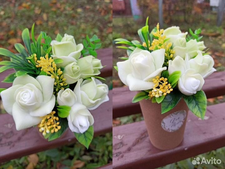 Букет из роз ручной работы