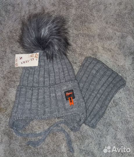 Детская шапка+снуд для мальчика(зима)