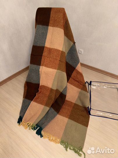 Плед шерстяной в клетку 155 170 см
