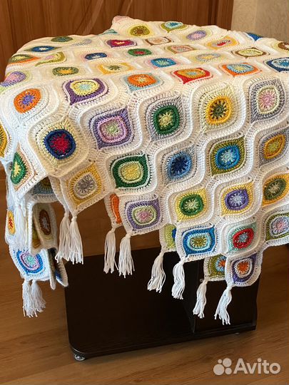 Вязаный плед ручная работа