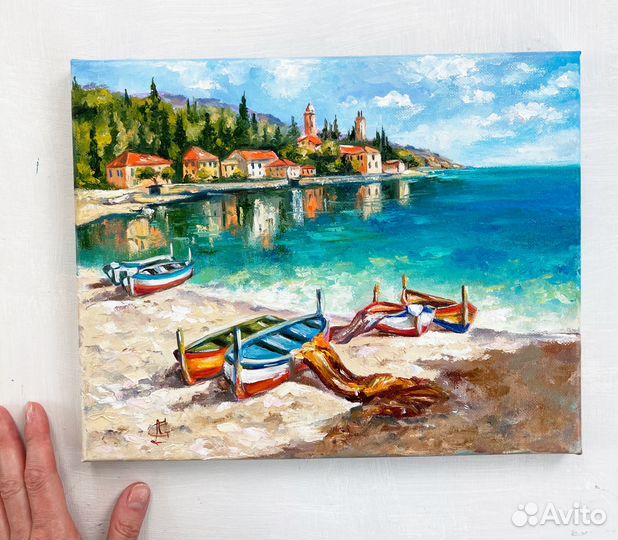 Картина маслом со средиземноморским пейзажем