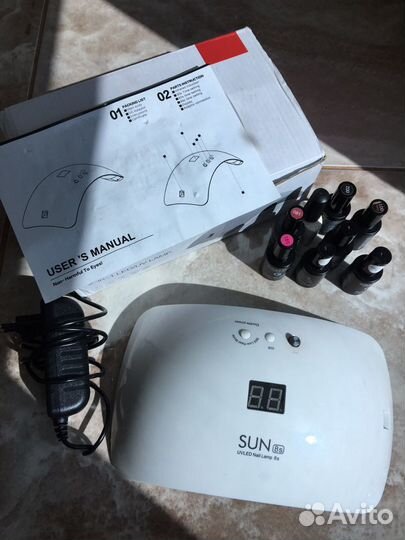 Цена за все Лампа 2в1 и гель-лаки Grattol (7шт)