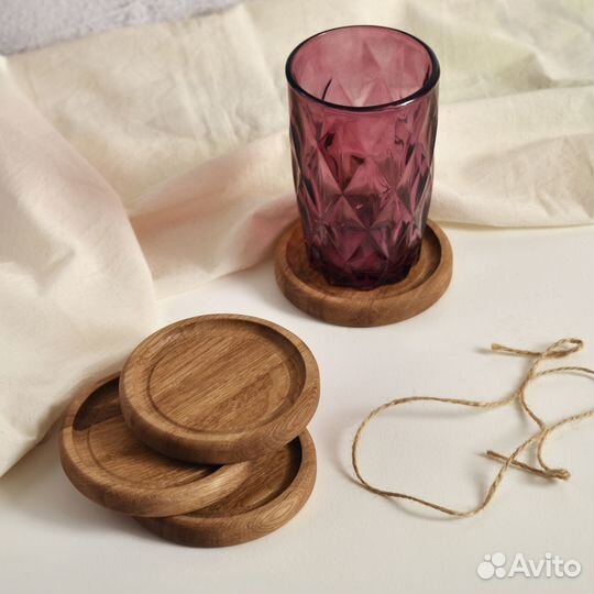 Набор деревянных подставок под чашки (4 шт.)